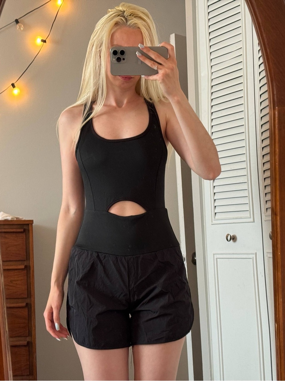 Sporty Black Cutout One-Piece Romper